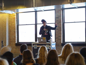 Artist Cheryl Pope at 62nd monthly CreativeMornings in Chicago
